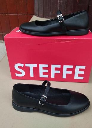 Балеткие женские черные кожаные в стиле Мери джайн