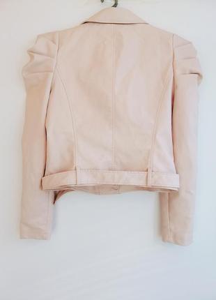 Куртка косуха женская розовая экокожа3 фото