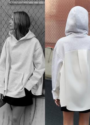 В наличии! стильное контрастное оверсайз худи, толстовка, свитер, свитшот zara, коллекция 2024, размер l (xl)