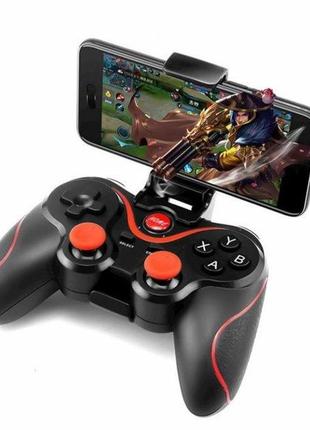 Джойстик беспроводной игровой геймпад x3 с подставкой для телефона (android, ios, windows, smart tv) black/red
