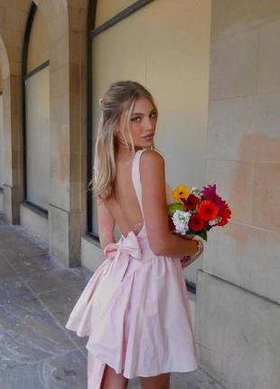 Бавовняна коротка корсетна сукня з бантом