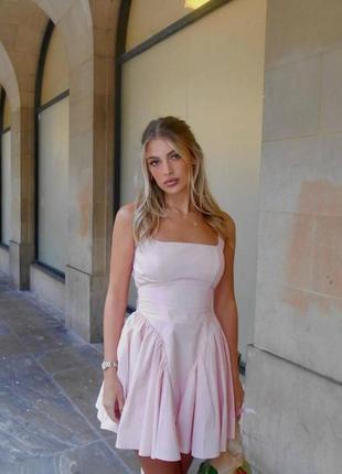 Бавовняна коротка корсетна сукня з бантом