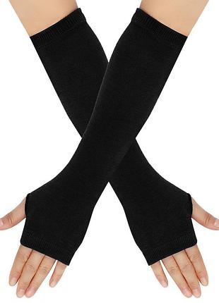 Мітенки короткі однотонні чорні 6401 one size