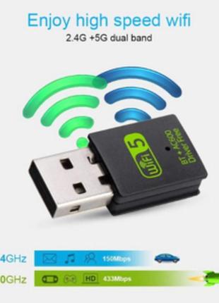 Usb-адаптер zexmte 600mbps wi-fi+bluetooth для ноутбуків пк