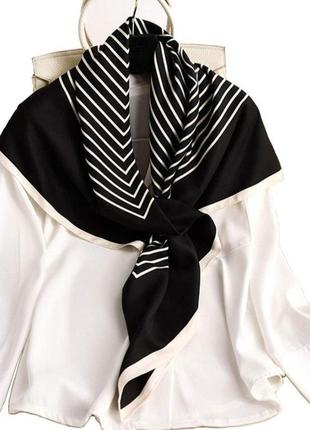 Шовкова хустка в стилі toteme хустина платок на шию на сумку косинка шарф шовк армані 90×905 фото