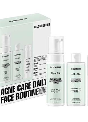 Набор комплексного ухода для проблемной и склонной к акне кожи acne care daily face routine mr.scrubber