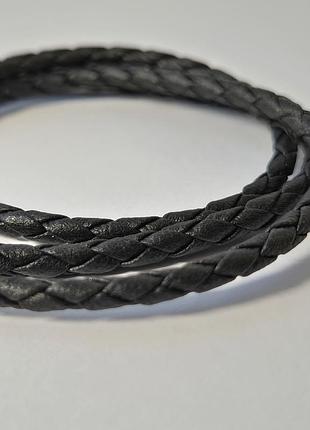 Шнурок на шею кож зам плетёный 50 см толщина 3 мм серебро 925 пробы 1420 1.50г