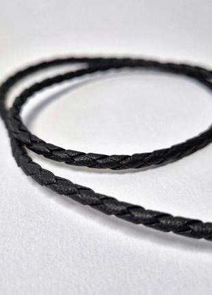 Шнурок на шею кож зам плетёный 50 см толщина 3 мм серебро 925 пробы 1420 1.50г