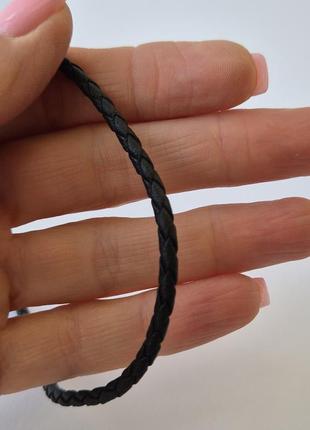 Шнурок на шею кож зам плетёный 50 см толщина 3 мм серебро 925 пробы 1420 1.50г