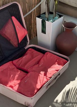 Набор 5 шт сумки дорожные органайзеры (розовый)7 фото