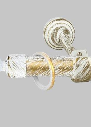 Карниз для штор однорядний металевий 25 мм, шар кристал біле золото