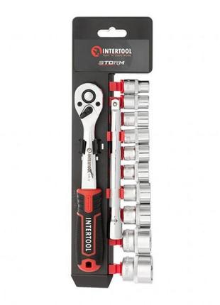 Набор головок 3/8" 10-24 мм, удлинитель, 72 зубца, 12 ед., cr-v storm intertool et-8013 r_570