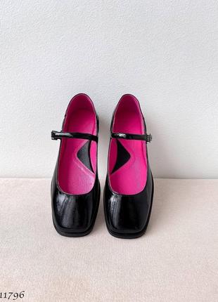 Натуральные кожаные лакированные черные туфельки - балетки3 фото