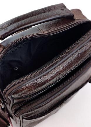 Кожаная сумка мужская с ручкой для носки в руке jz an-902-1 18x23x7-8 коричневый3 фото