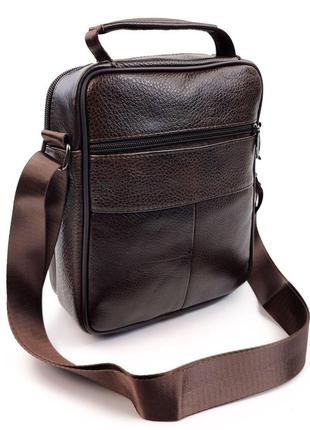 Шкіряна сумка чоловіча з ручкою для носіння в руці jz an-902-1 18x23x7-8 коричневий2 фото