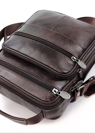 Кожаная сумка мужская с ручкой для носки в руке jz an-902-1 18x23x7-8 коричневый8 фото