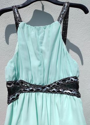 Бирюзовое красивое летнее платье4 фото