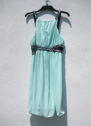 Бирюзовое красивое летнее платье2 фото