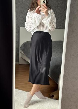 Черная шелковая юбка2 фото