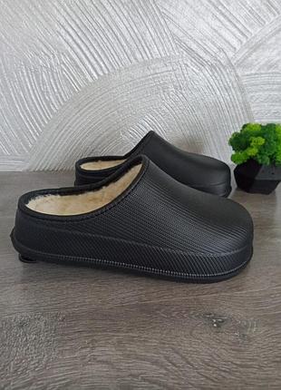 Зимние утепленные кроксы тапочки самбо чёрные мужские и женские
