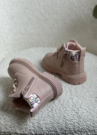 Детские ботинки для девочек розовый утепленные флисом3 фото