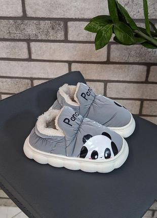 Детские тапочки для девочек и для мальчиков серые утепленные