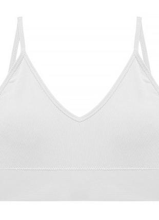 Топ женский в рубчик lesko 08wx# m 70/75 abc белый с нерегулируемыми брителями съемные чашечки 1шт