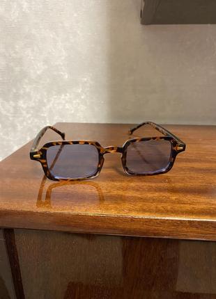 Трендовые леопардовые очки с голубыми линзами