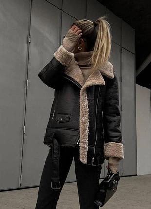 Дублянка жіноча екошкіра з хутром