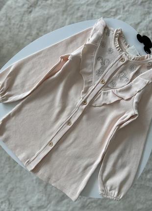 Сукня-сорочка в рубчик з коміром та вишивкою zara6 фото
