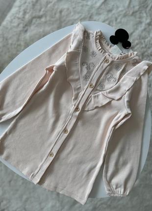 Сукня-сорочка в рубчик з коміром та вишивкою zara7 фото