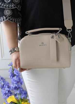 Женская стильная и качественная сумка из эко кожи серая10 фото