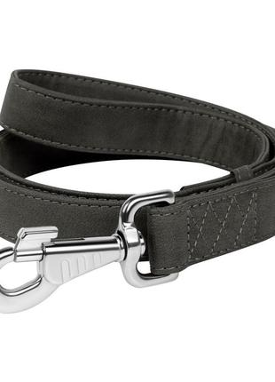 Повідець для собак зі штучної шкіри waudog eco, ш 25 мм, дов 122 см сірий