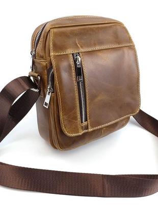 Мужская сумка через плечо jz ns8829-3 светло-коричневая4 фото