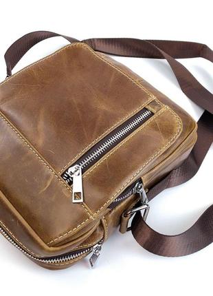 Мужская сумка через плечо jz ns8829-3 светло-коричневая9 фото