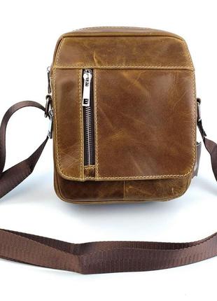 Мужская сумка через плечо jz ns8829-3 светло-коричневая10 фото