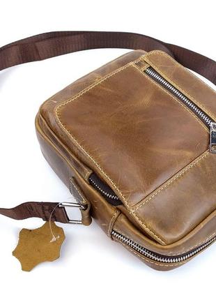 Мужская сумка через плечо jz ns8829-3 светло-коричневая7 фото
