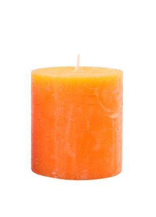 Свеча цилиндрическая candlesense decor rustic 75*70 33 ч оранжевая1 фото