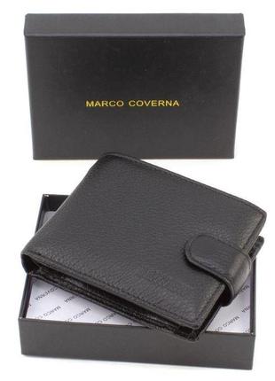 Кожаный кошелек для парней с визитницей 11,5х9 marco coverna m111 (21584) черный