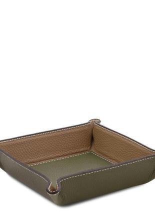 Шкіряний лоток для паперів і речей офісний tl142159 (olive green)
