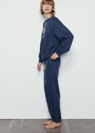 Синій плюшевий костюм спорт zara оверсайз вінтаж варений5 фото