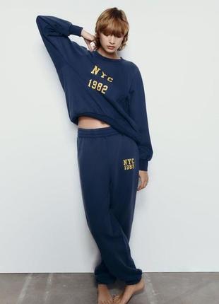Синій плюшевий костюм спорт zara оверсайз вінтаж варений3 фото