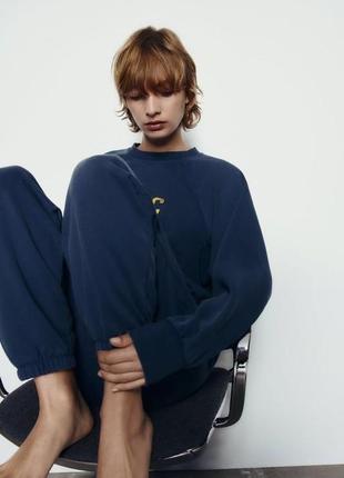 Синій плюшевий костюм спорт zara оверсайз вінтаж варений2 фото