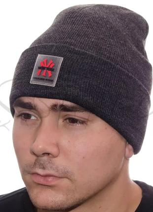 Шапка лопата с ємблемой ny l20074 темно-серый