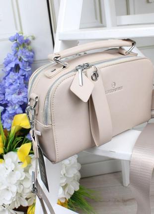 Женская стильная и качественная сумка из эко кожи белая5 фото