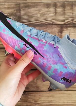 Футбольні бутси гібриди nike air zoom mercurial superfly ix sg копи буци найк аір зум меркуріал з шкарпеткою з залізними шипами1 фото