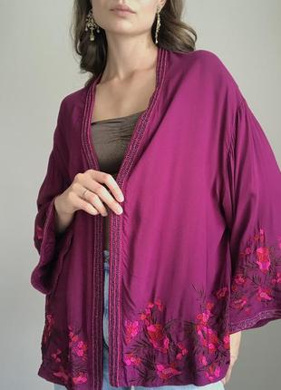 100% вискоза. накидка на купальник накидка летняя с вышивкой винтаж monsoon
