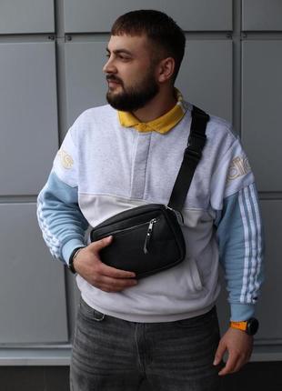 Кроссбоди, бананка із натуральної шкіри, шкіряна сумка на пояс skill smart