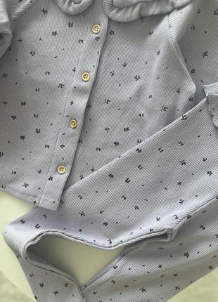 Костюм в рубчик блуза с воротником лосины6 фото