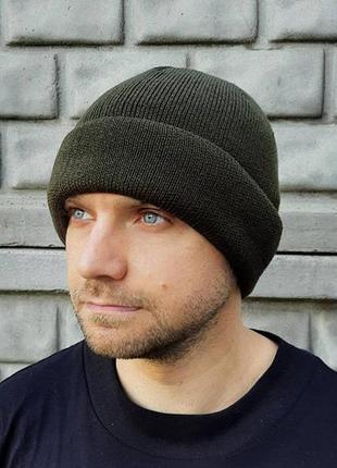 Шапка чоловіча на флісі з відворотом